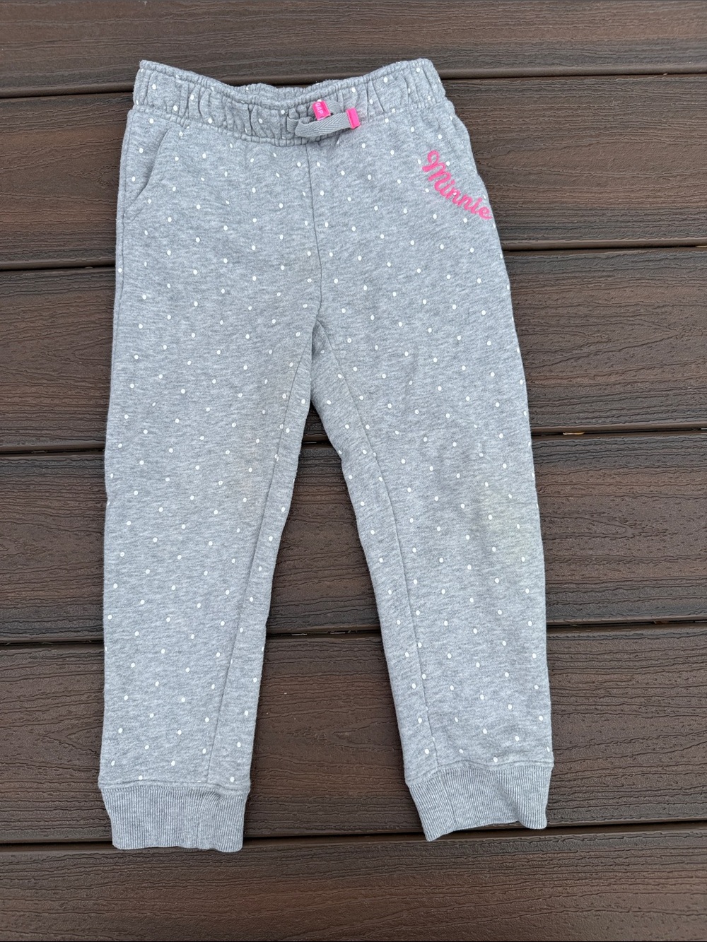 GAP Light Gray Polka Dot Joggers with Pink Accents